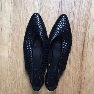 Everlane Black Woven Leather V Slingback Flats!